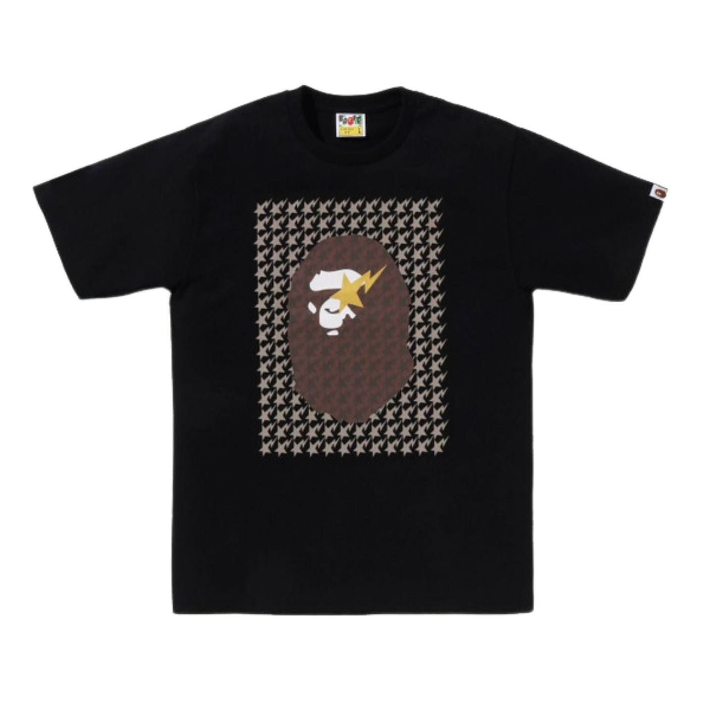 A Bathing Ape Sta Houndstooth Ape Head T-Shirt 'Black Brown' 1K80-110-035-BLKBRN