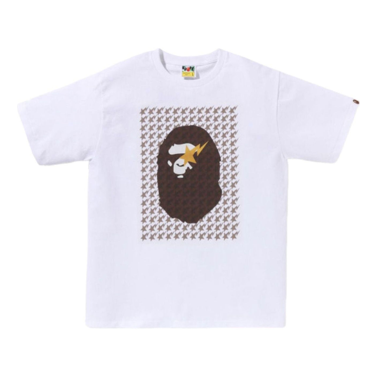 A Bathing Ape Sta Houndstooth Ape Head T-Shirt 'White Brown' 1K80-110-035-WHTBRN