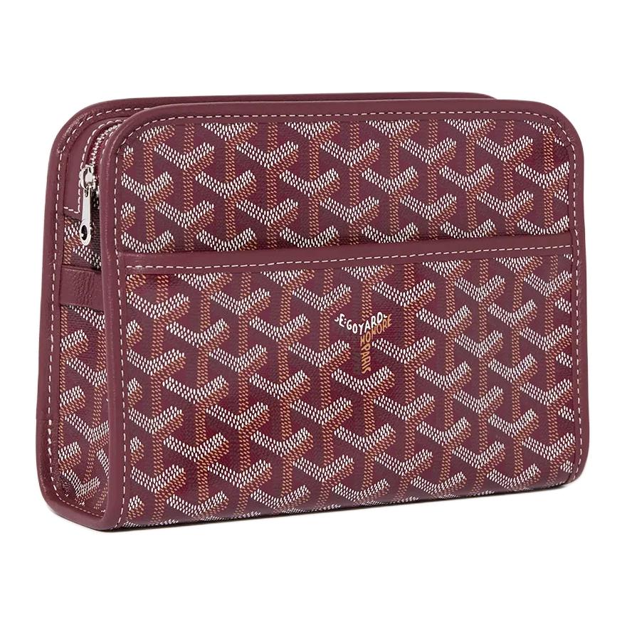 GOYARD Canvas Toiletry Bag Small Size Unisex Burgundy