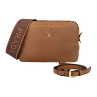 PRADA Cow Leather Shoulder Bag Women's Brown