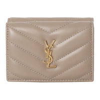 SAINT LAURENT Sheepskin Wallet Mini Women's Dusty Gray