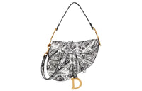DIOR Saddle Smooth Cow Leather Saddle Bag Shoulder Bag Crossbody Bag Handbag Women's White & Black