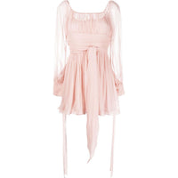 SAINT LAURENT Puff-Sleeved Pleated Mini Dress