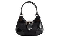 PRADA Moon Series Calfskin Handbag Shoulder Bag Medium Size Women's Black