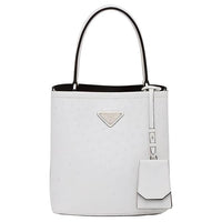 PRADA Ostrich Leather Shoulder Bag Women's White