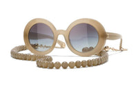 CHANEL Round Sunglasses Women's Gray