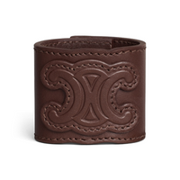 CELINE Hair Cuff In Calfskin And Brass With Gold Finish