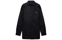 PRADA Camel Hair Chest Logo Button Down Shirt