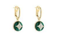 LOUIS VUITTON Color Blossom Earrings Yellow Gold White Gold Malachite And Diamonds