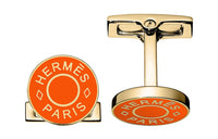 HERMES Cufflinks Men Orange/Gold