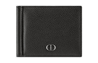 DIOR Cow Leather Cash Ticket Clip Wallet Card Holder Men's Black