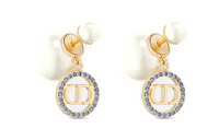 DIOR Resin Crystal Metal Earrings Women's Multicolor