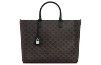 CELINE Cabas Cow Leather Tote Bag, Shopping Bag, Handbag Large Size Men's Black