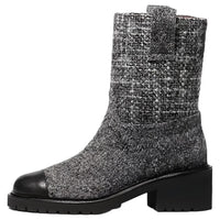 CHANEL Ankle Boots Women's Gray