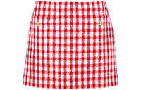 MIU MIU SS23 Leather Short Skirts Women's Red And White Mesh