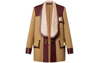 LOUIS VUITTON Stud Button Leather Accent Jacket