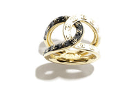 CHANEL Metal Rings Women's Black White