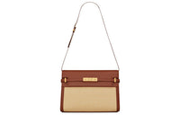 SAINT LAURENT MANHATTAN Leather Crossbody Bag, Shoulder Bag Women's Beige