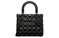 DIOR Lady Dior Pleated Lambskin Lady Dior Bag, One Shoulder Handbag Medium Size Women's Black