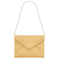 SAINT LAURENT Lizard Skin Shoulder Bag Women's Elegant Yellow