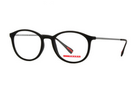 PRADA Rubber Round Eyeglass Frames Men's Black