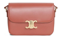 CELINE Triomphe Shiny Cow Leather Shoulder Bag Handbag Shoulder Bag Crossbody Bag Medium Size Women's Terracotta