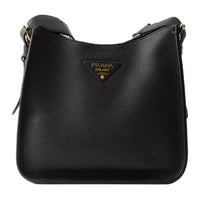 PRADA Cow Leather Shoulder Bag Medium Size Women's Black