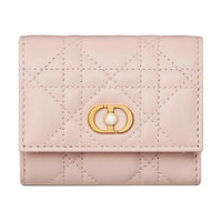 DIOR Wicker Lambskin Wallet Women's Light Pink