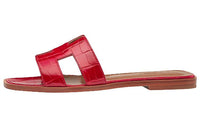HERMES Rubber Sole Slide Slippers Women's Red