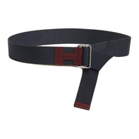 HERMES Letter Design Calfskin Palladium Leather Belts Unisex Black Width: 4CM