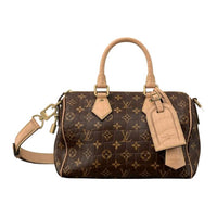 LOUIS VUITTON Speedy Leather Trim Handbag Women's Brown
