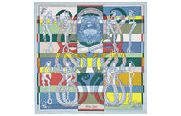 HERMES Della Cavalleria Silk Scarves Women's Blue Gray