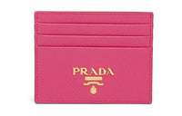 PRADA Leather Card Holder Women's Pink