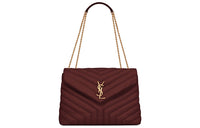 SAINT LAURENT LOULOU Leather Crossbody Bag Shoulder Bag Women's Dark Red