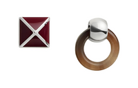 HERMES Horn Lacquered Finish Metal Palladium-Plated Earrings Unisex Red
