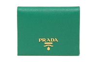 PRADA Leather Wallet Small Size Women's Green