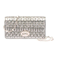 MIU MIU CRYSTAL Soft Sheepskin Leather Shoulder Bag Crossbody Bag Mini Women's Silver