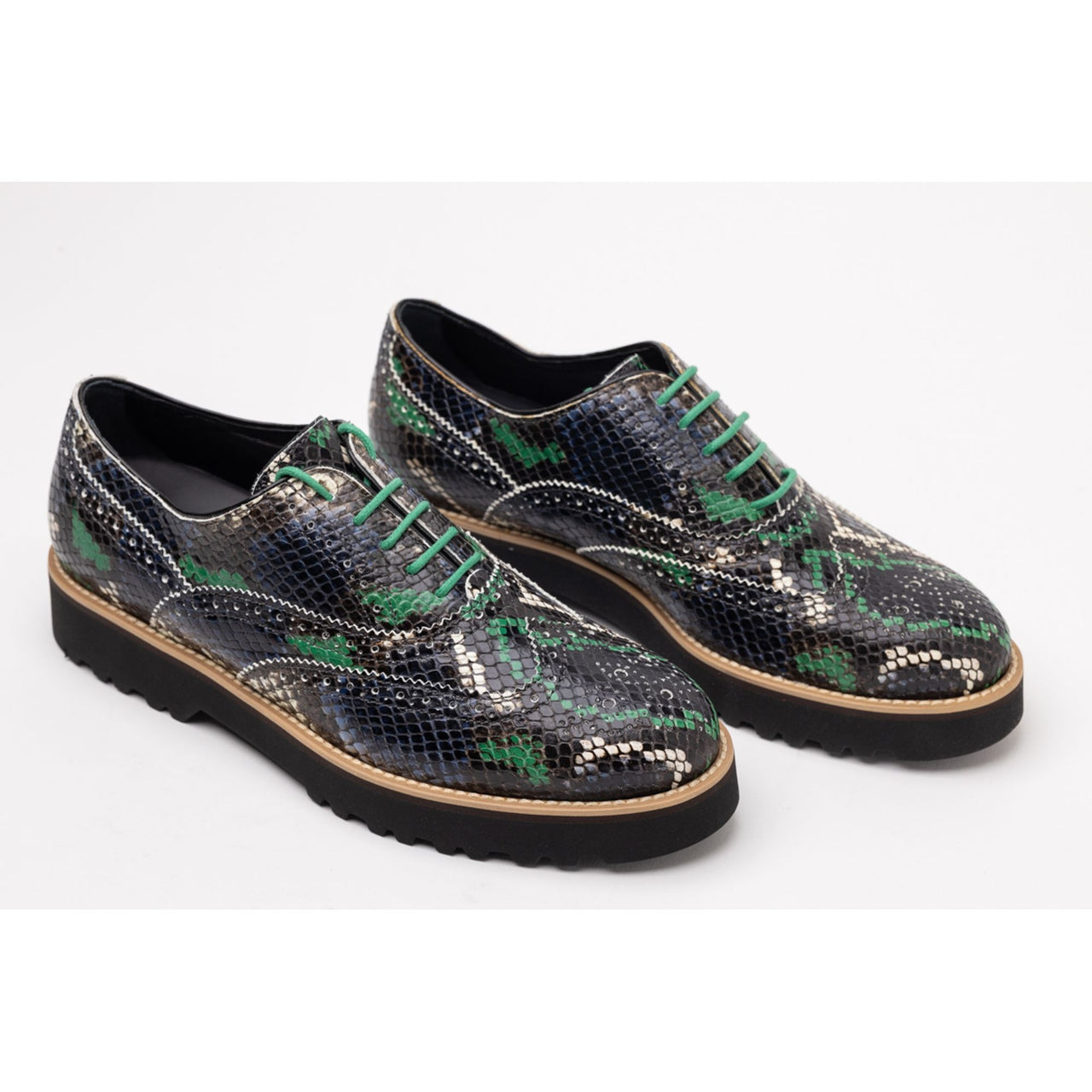Hogan Snakeskin Platform Brogue Boots
