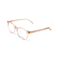 SAINT LAURENT Plate Frame Square Eyeglass Frames Women's Champagne Transparent Pink/Clear