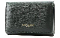 SAINT LAURENT Grained Leather Key Pouch Women's Green