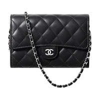 CHANEL Classic Flap CF Smooth Lambskin Flap Bag Crossbody One Shoulder Wallet Unisex Black