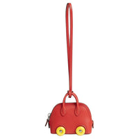 HERMES Bolide Leather Bag Accessories Women's Orange Red