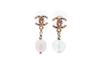CHANEL 2019 Cc Rhinestone-embellished Dangle Earrings
