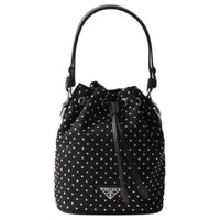 PRADA Re-Nylon Fabric Bucket Bag Crossbody Handbag Mini Women's Black