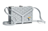 GOYARD Minaudière Trunk Canvas With Leather Clutch Unisex Silver