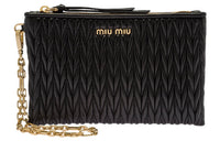 MIU MIU Matelassé Sheepskin Clutch Women's Black