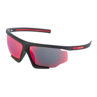 PRADA Acetate Nylon Rubber Irregular Shape Sunglasses Men's Black