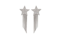 SAINT LAURENT Silver Metallic Shooting Star Tassel Drop Earrings