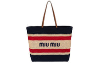 MIU MIU Fabric Tote Bag, Shopping Bag, Shoulder Bag Women's Blue