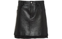 MIU MIU Leather Short Skirts Women's Black